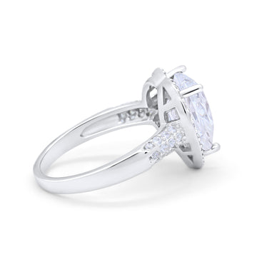 Art Deco Fashion Ring Heart Round Simulated Cubic Zirconia 925 Sterling Silver